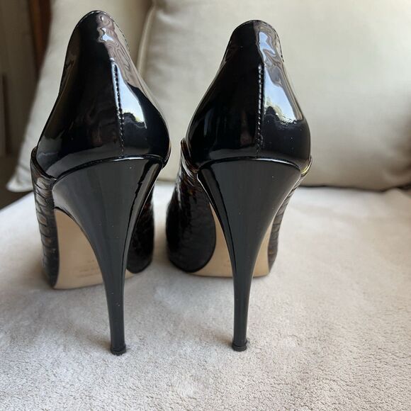Giuseppe Zanotti Gold & Black Patent Leather Stiletto Heels EU 39 US 8 - 8.5 - Picture 12 of 16